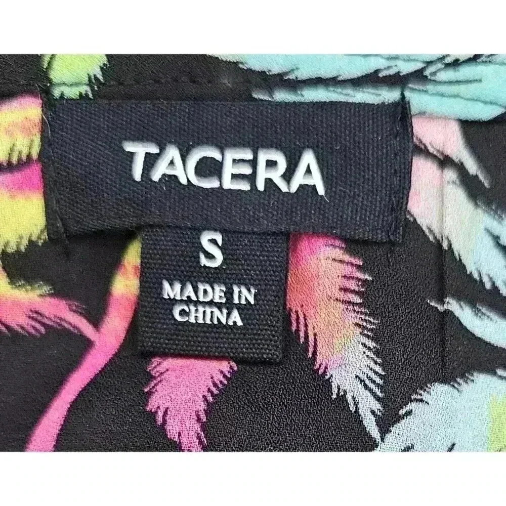Tacera Colorful Palm Tree Print Tank Sz Small Zipper Detail V-neck Lightweight - Picture 4 of 8